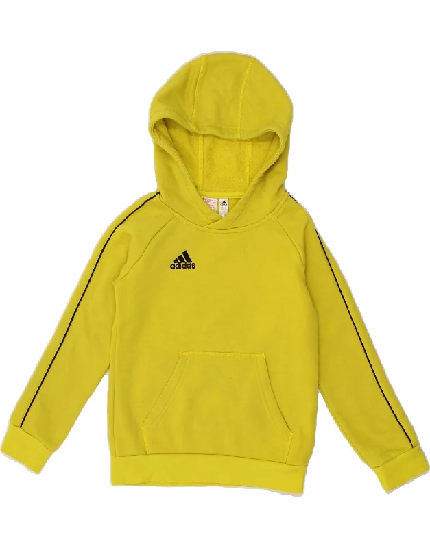 ADIDAS Boys Hoodie Jumper 7-8 Years Yellow Cotton Hooded Sweatshirt Casual Wear Street Style