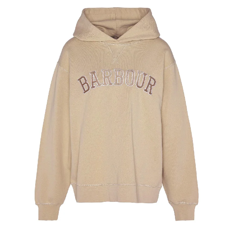 Barbour Womens Northumberland Hoodie White Pepper Hoodie with Slit Hem Functional Movement