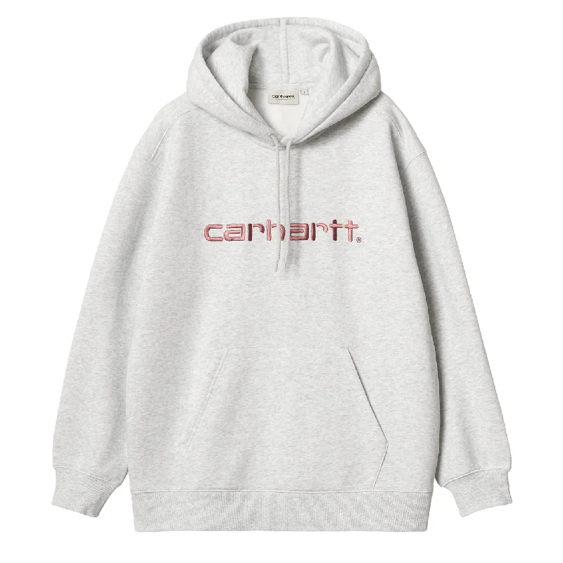 Carhartt WIP Womens Hooded Sweat Ash Heather / Dusty Rose Hoodie with Front Slit Layering Stylish