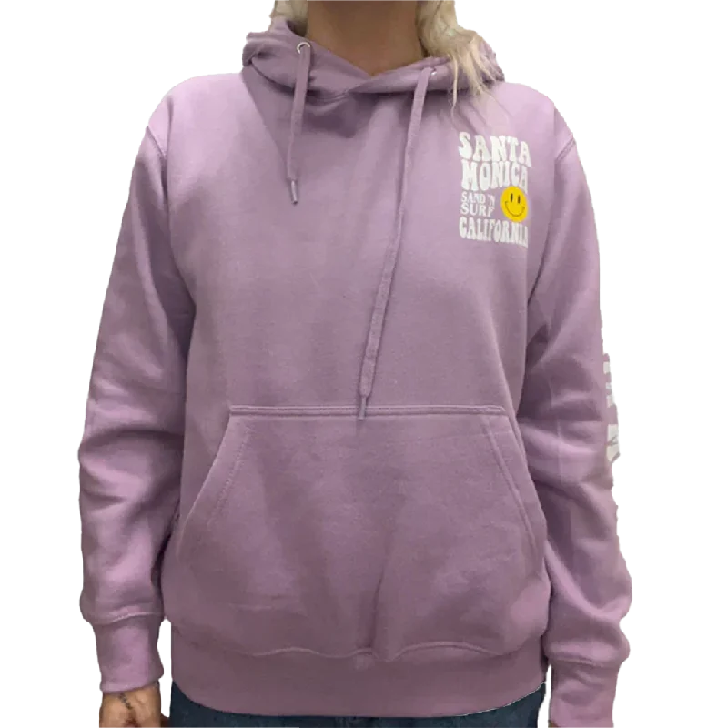 Santa Monica Sand 'N Surf  Purple Hoodie Zip Hoodie Drawstring Kangaroo Pocket