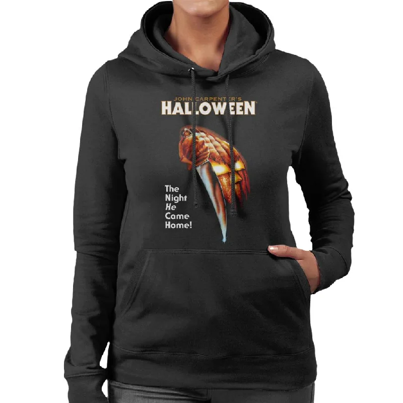 Halloween Pumpkin The Night He Came Home Women's Hooded Sweatshirt Hoodie with Contrast Stitching Detailed Premium