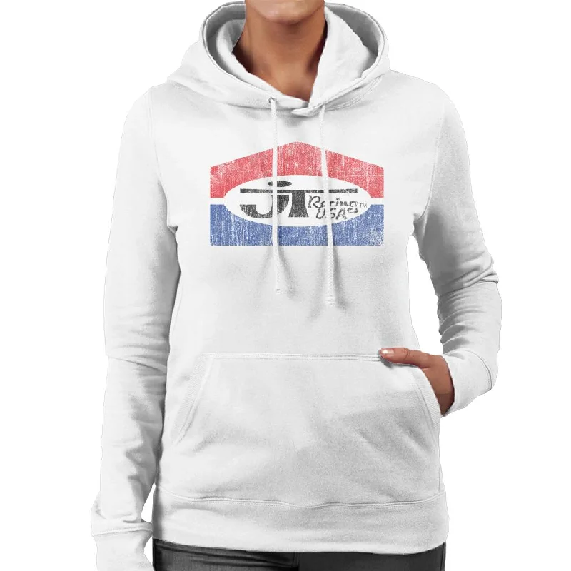 JT Racing Fading Classic Logo Women's Hooded Sweatshirt Hoodie with Drawcord Adjustable Secure