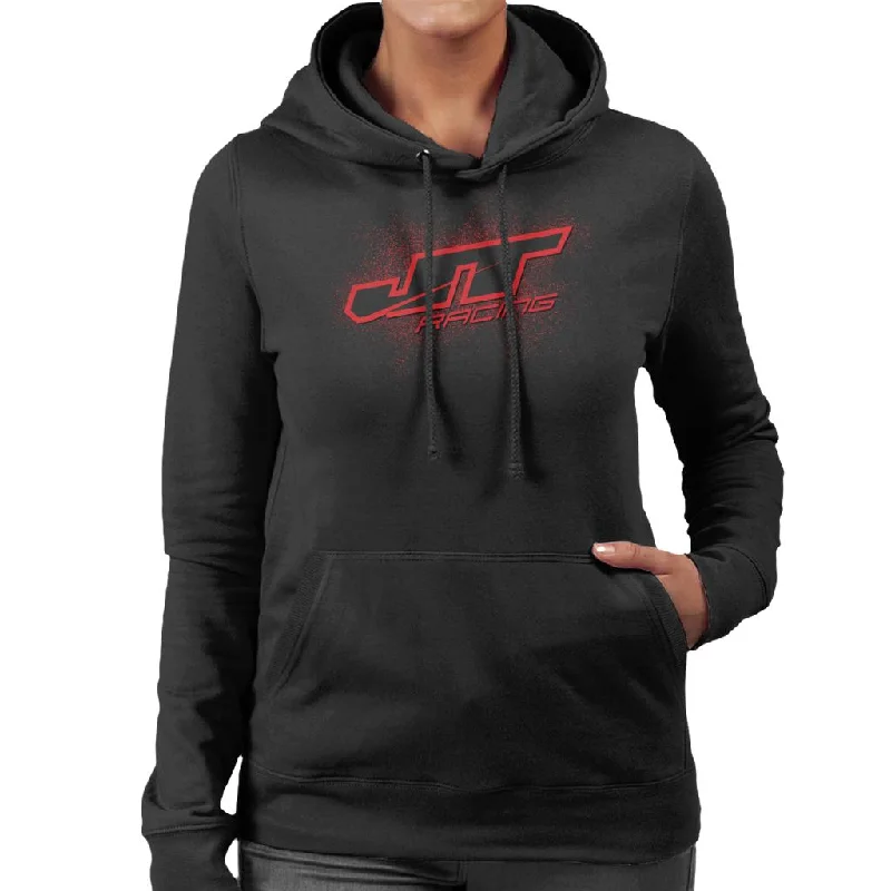 JT Racing Red Splatter Logo Women's Hooded Sweatshirt Hoodie with Emblem Brand Identity