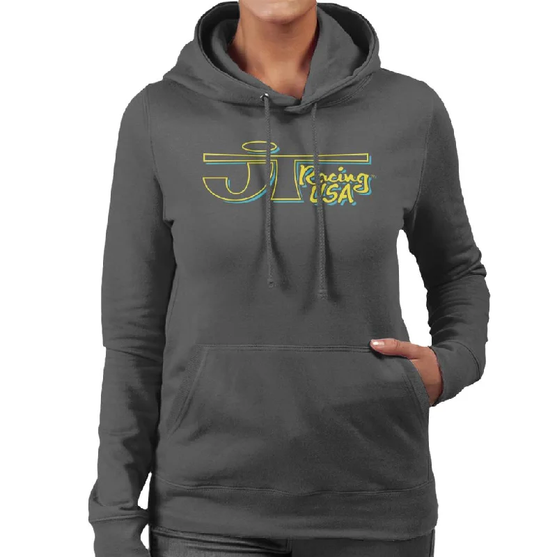 JT Racing Yellow And Blue Logo Women's Hooded Sweatshirt Hoodie with Lining Warm Insulated