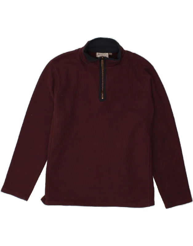 MOUNTAIN WAREHOUSE Mens Zip Neck Sweatshirt Jumper XL Burgundy Polyester Hoodie with Hem Detail Decorative Unique