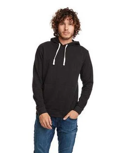 Next Level 9303 Unisex Santa Cruz Pullover Hooded Sweatshirt - Black Hoodie with Frayed Bohemian Relaxed