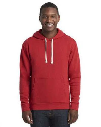 Next Level 9303 Unisex Santa Cruz Pullover Hooded Sweatshirt - Red Hoodie with Mock Neck Collared Structured