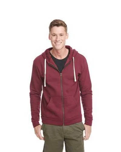 Next Level 9602 Unisex Santa Cruz Full-Zip Hooded Sweatshirt - Maroon Hoodie with Hem Lace Feminine Delicate