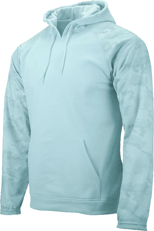 Paragon 306 Tahoe Camo Fleece Hoodie - Aqua Blue Hoodie with Hem Applique Textured Unique