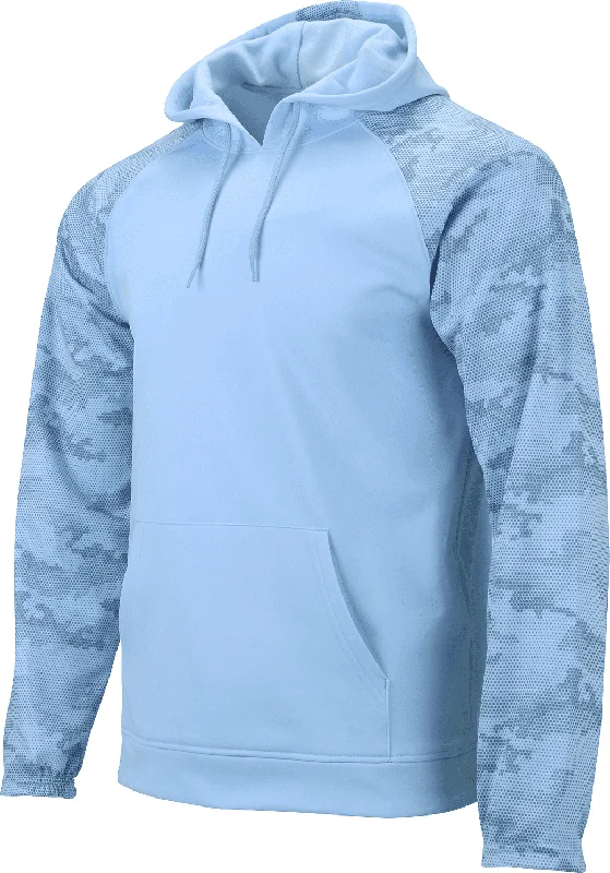 Paragon 306 Tahoe Camo Fleece Hoodie - Blue Mist Hoodie with Hem Frayed Vintage Worn