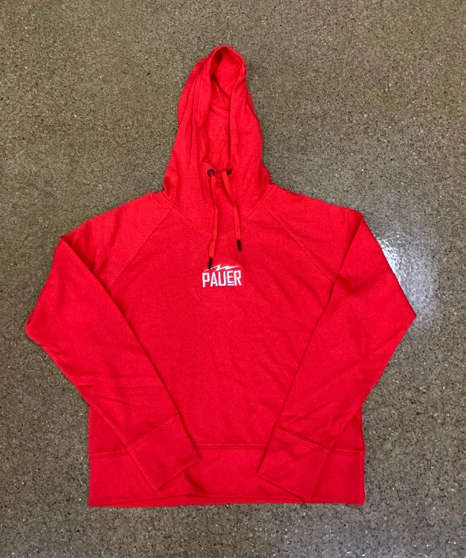 Pauer Womans Red Hoodie Hoodie with Hem Contrast Bold Stylish