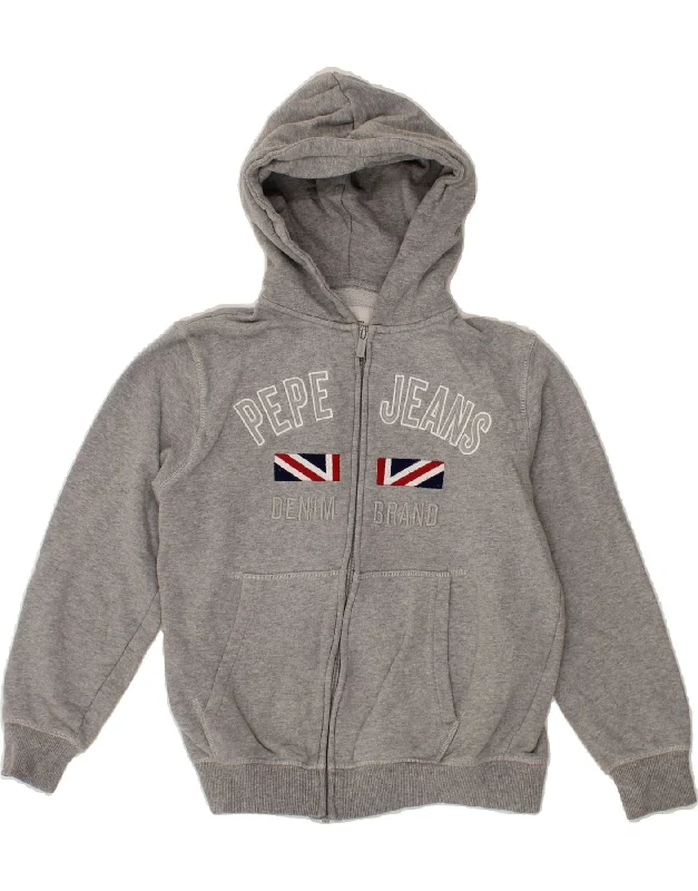 PEPE JEANS Boys Graphic Zip Hoodie Sweater 11-12 Years XS Grey Cotton Hoodie with Pocket Utility Practical