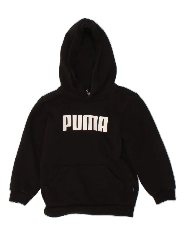 PUMA Boys Graphic Hoodie Jumper 5-6 Years Black Hoodie with Back Slit Movement Comfort