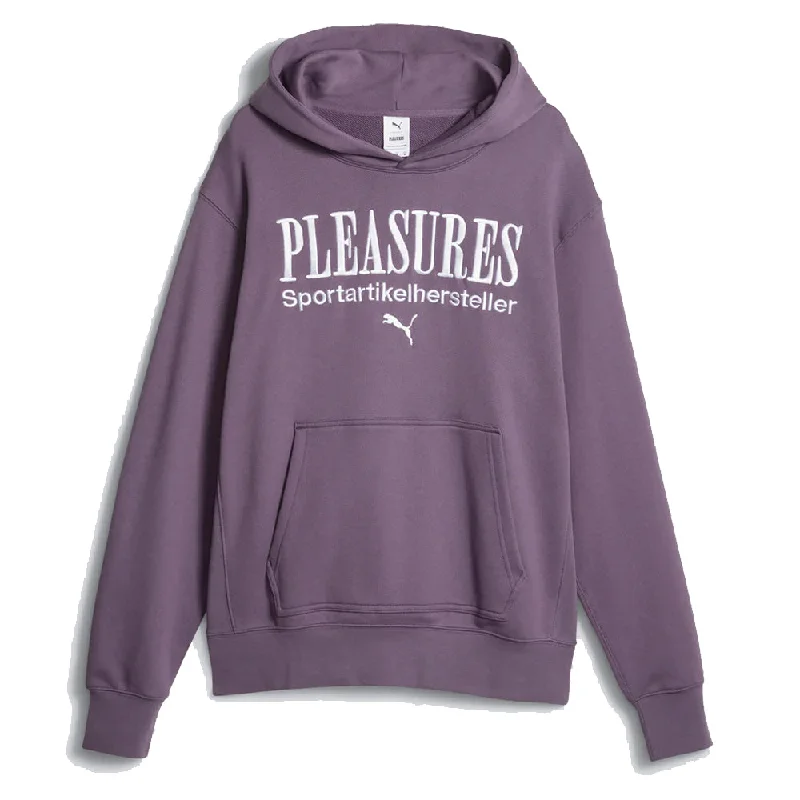 Puma Puma X Pleasures Womens Graphic Hoodie Purple Charcoal Hoodie with Earth Tones Natural Calm