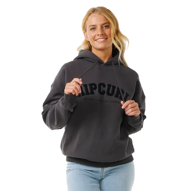 Rip Curl Washed Black Varsity Hoodie Hoodie with Longline Fit Extended Stylish