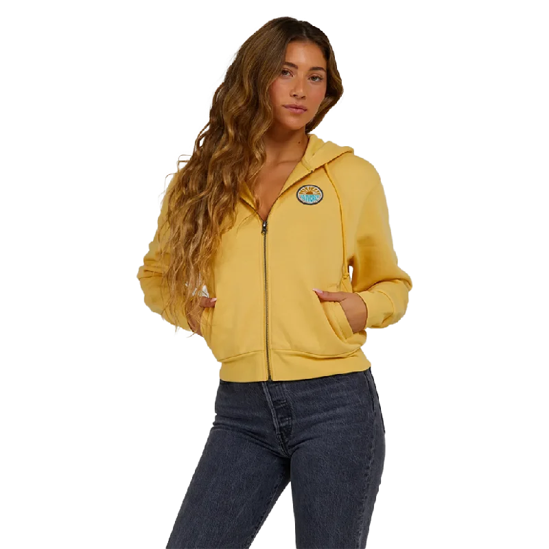 Salty Crew Sun Days Dusty Gold Hooded Zip Hoodie with Button Placket Classic Preppy