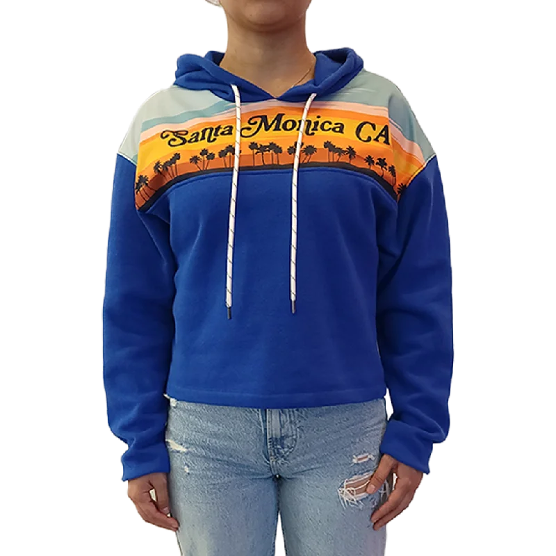 Santa Monica Serene Skylines Icon Boxy Women's Hoodie Hoodie with Button Classic Timeless