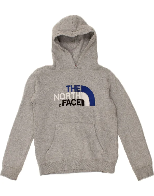 THE NORTH FACE Boys Graphic Hoodie Jumper 11-12 Years Large  Grey Cotton Hoodie with Raglan Sleeves Sporty Comfortable