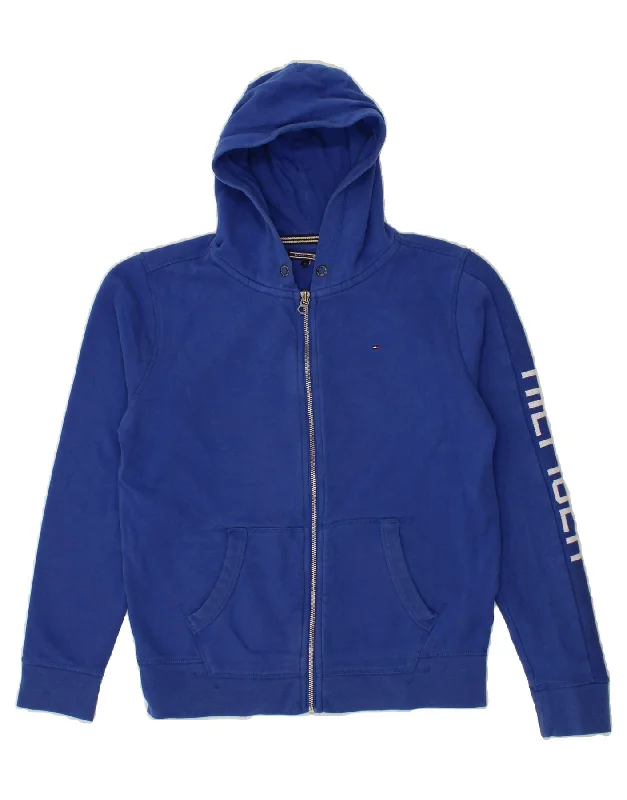 TOMMY HILFIGER Boys Graphic Zip Hoodie Sweater 13-14 Years Blue Cotton Hoodie with Lace Feminine Delicate