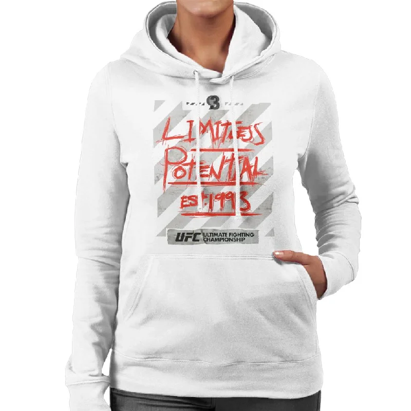 UFC Limitless Potential Tape Red Text Women's Hooded Sweatshirt Hoodie with Drawstring Waist Adjustable Fitted