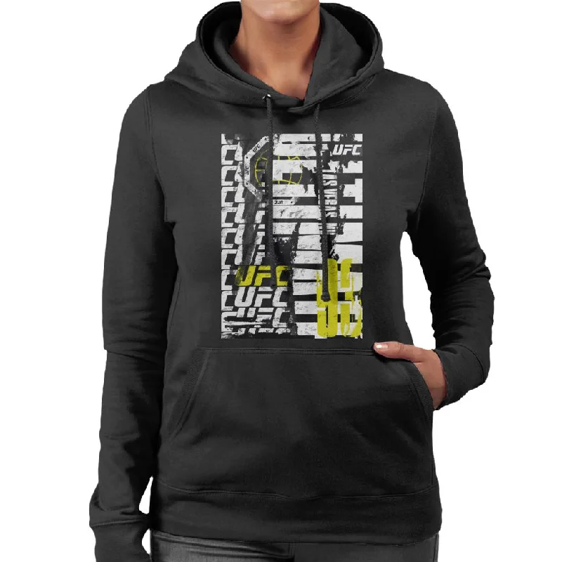 UFC Tear Down Multi Logo Women's Hooded Sweatshirt Hoodie with Toggle Buttons Decorative Unique