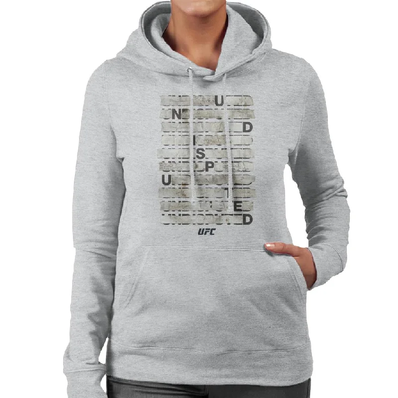 UFC Undisputed Taped Black Text Women's Hooded Sweatshirt Hoodie with Frayed Bohemian Relaxed