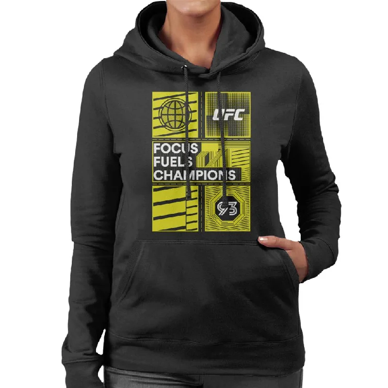 UFC Yellow Block Poster 93 Women's Hooded Sweatshirt Hoodie with Logo Branding Identity