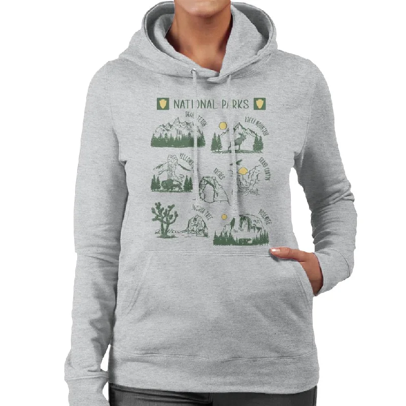 US National Parks Montage Women's Hooded Sweatshirt Hoodie with Raglan Sleeves Sporty Comfortable