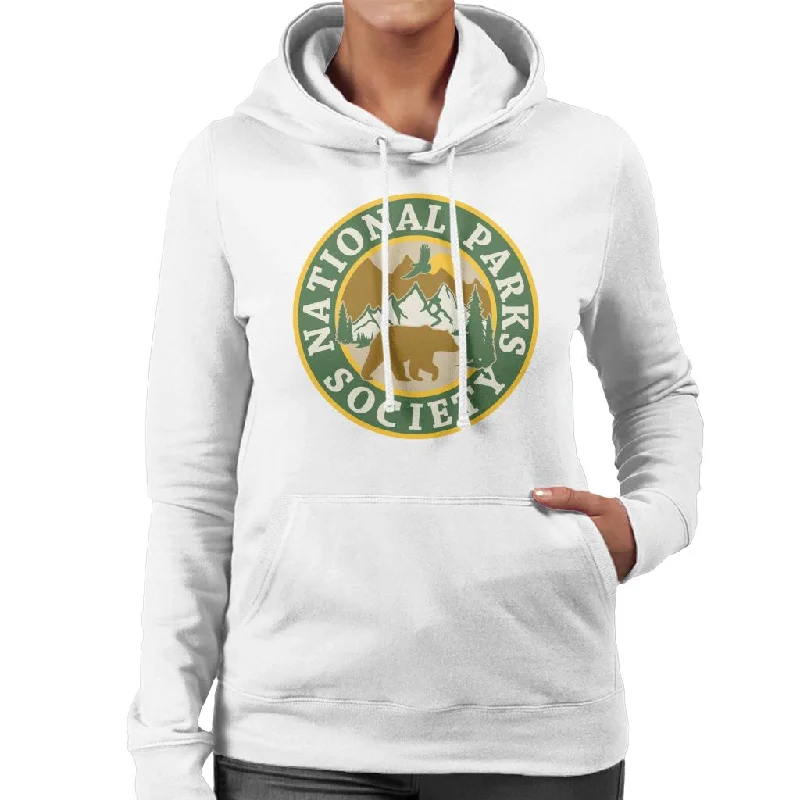 US National Parks Society Bear Roaming Badge Women's Hooded Sweatshirt Hoodie with High Neck Warm Protective