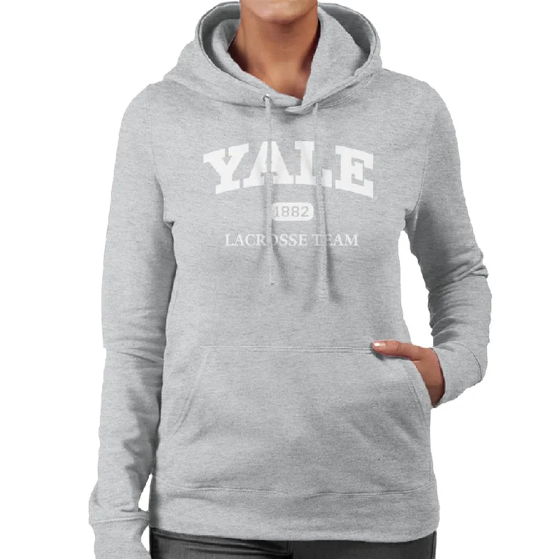 Yale University Lacrosse Team Women's Hooded Sweatshirt Hoodie with Sequins Glamorous Eye-catching