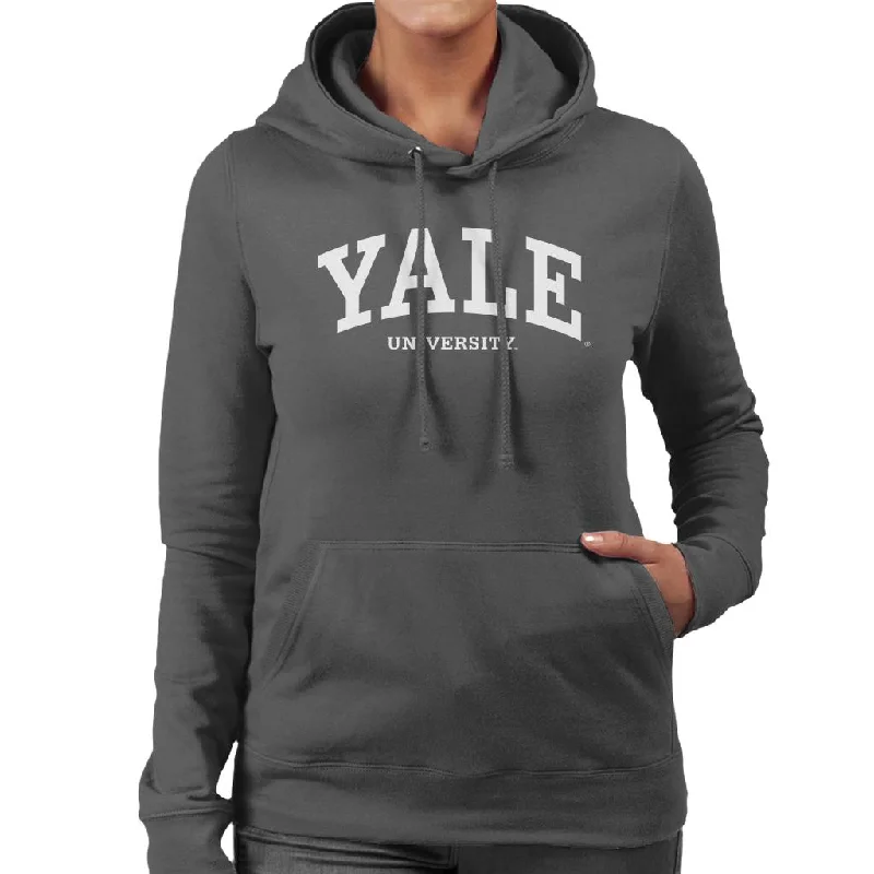 Yale University White Logo Women's Hooded Sweatshirt Hoodie with Slim Fit Tailored Modern