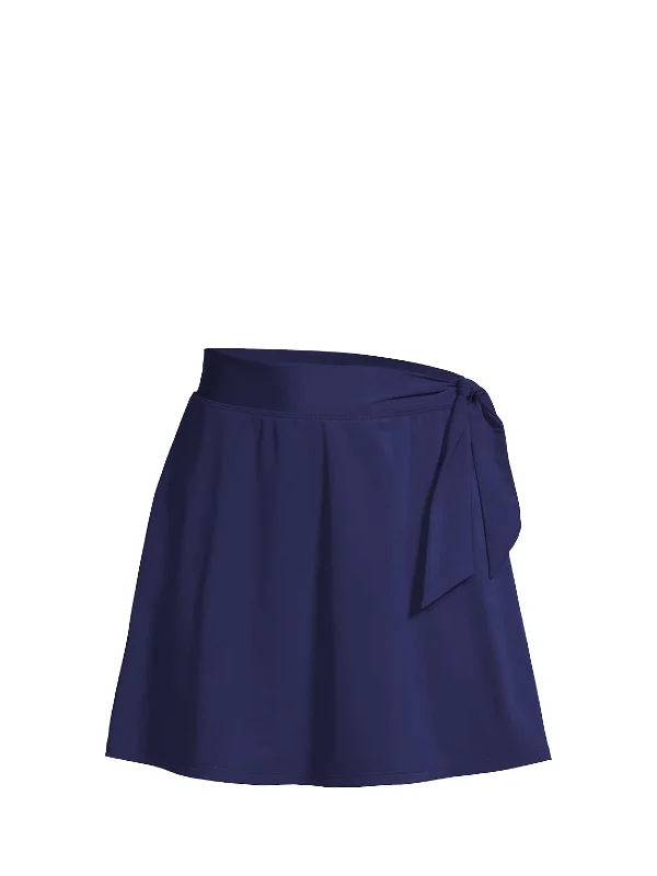 Amy Swim Skirt Navy leather skirt sleek