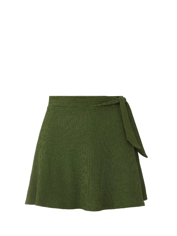 Amy Swim Skirt Olive Texture pleated skirt texture