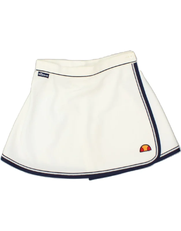 ELLESSE Womens Tennis Skirt IT 42  Medium  White Polyester leather skirt bold