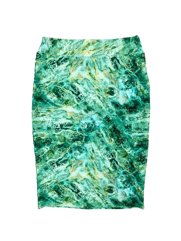 Green Marble Pencil Swim Skirt elastic waist skirt