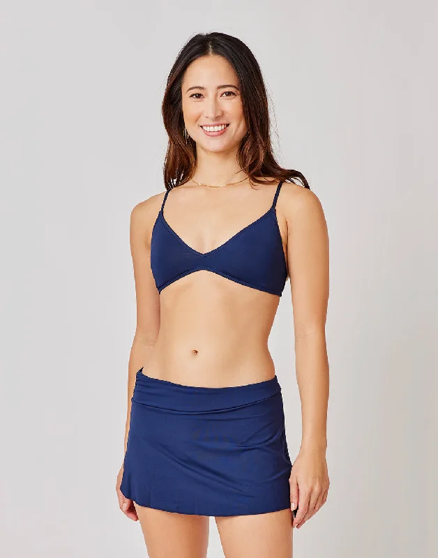 Hoku Swim Skirt: Navy velvet skirt plush