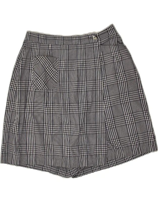 MASTER Womens Golf Skirt IT 48 XL  W36 Grey Plaid Cotton maxi skirt elegant