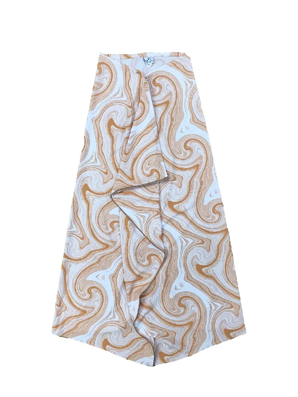 Neutral Swirl Non Stretch Sarong Swim Skirt relaxed fit skirt