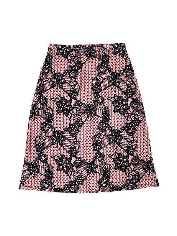 Pink Lace A-Line Swim Skirt lace skirt intricate