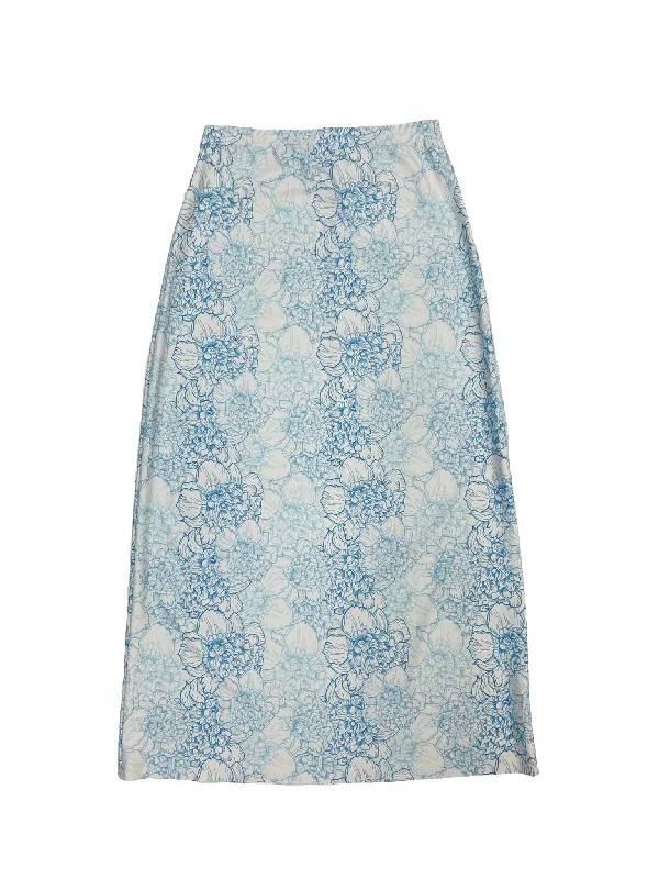 Blue Floral Maxi Swim Skirt denim skirt durable