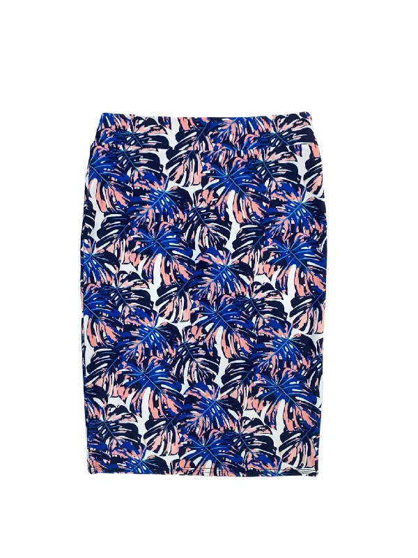 Blue Leaves Pencil Swim Skirt ruffled skirt detail