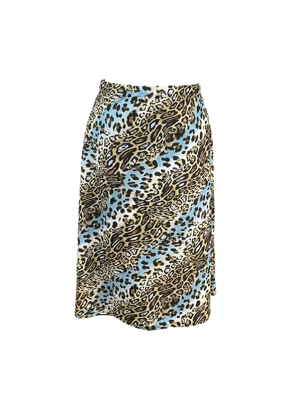 Blue Leopard A-Line Swim Skirt chiffon skirt delicate