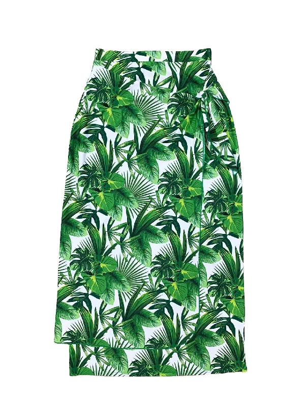 Green Leaves Maxi Wrap Swim Skirt modal blend skirt