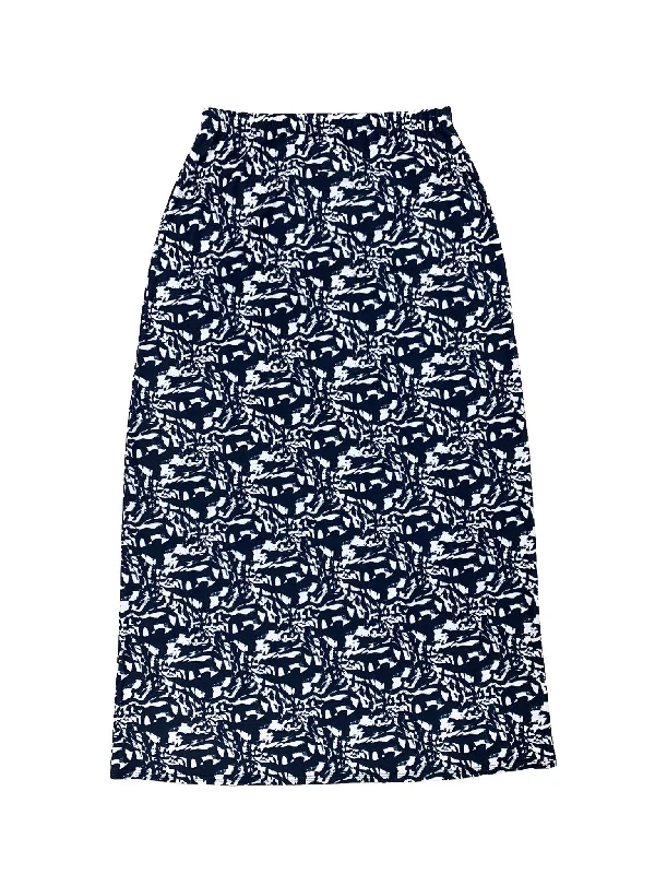 Navy Abstract Maxi Swim Skirt high waist skirt