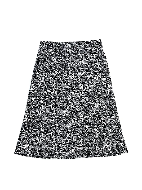 Black & White Floral A-Line Swim Skirt chiffon skirt airy