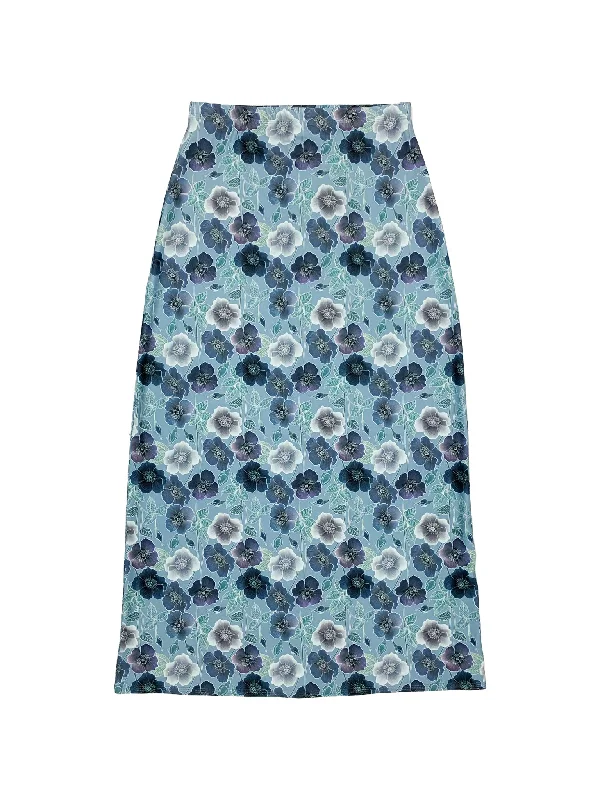 Blue Floral Maxi Swim Skirt wool skirt warm