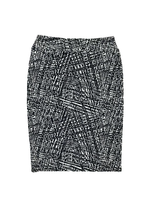 Black & White Pixel Pencil Swim Skirt zip skirt side