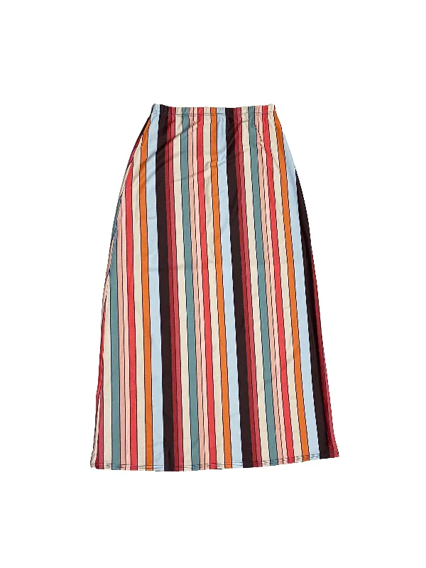 Multi Stripe Maxi Swim Skirt silk skirt lustrous