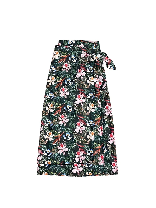 Hawaiian Print Maxi Wrap Swim Skirt denim skirt stylish