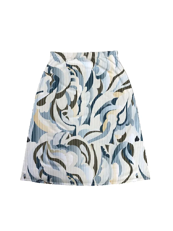 Blue Abstract A-Line Swim Skirt denim skirt durable